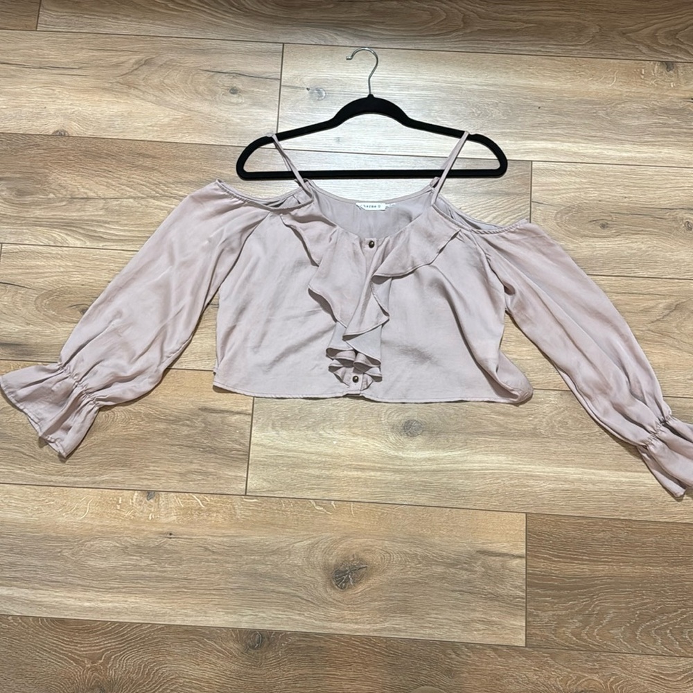 Mauve Cropped Cold Shoulder